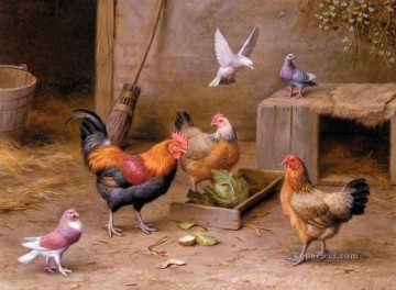 エドガー・ハント Painting - 農場の家禽家畜小屋の鶏 エドガー・ハント